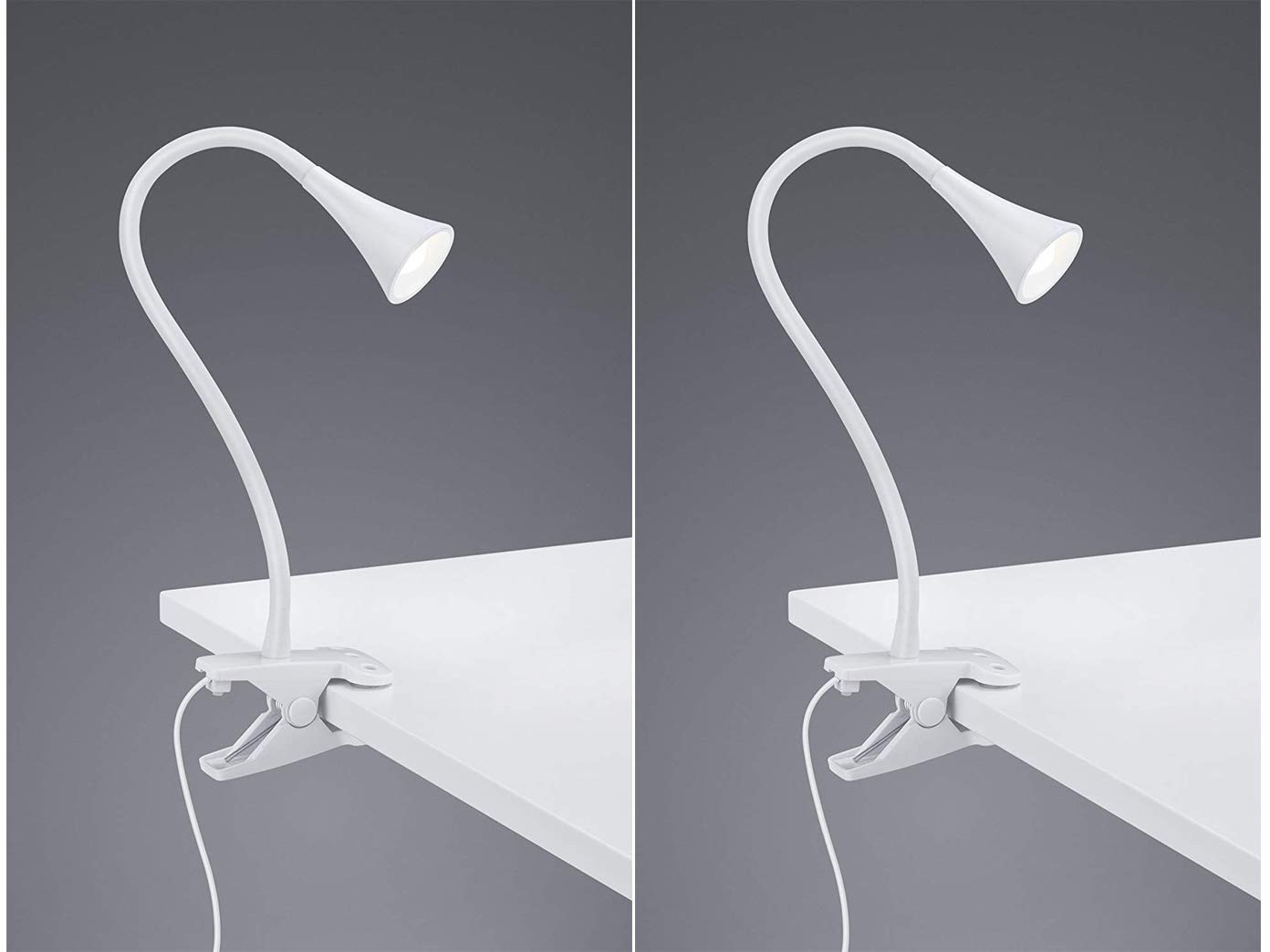 Set di 2 luci flessibili a LED, colore bianco, altezza 35 cm, con collo di cigno