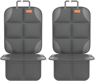 SMART ELF Car Seat Protector for Child Car Seat - Waterproof 600D Fabric Baby Seat Protectors for Non-Slip Backing Mesh Pockets for Baby and Pet, Easy Storage(Dark Gray)