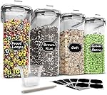 Wildone Food Storage Containers, Airtight Cereal Storage Containers for Sugar, Flour, Snack, Baking Supplies, Leak-proof with Black Locking Lids - Set of 4 (4L /135.3oz)