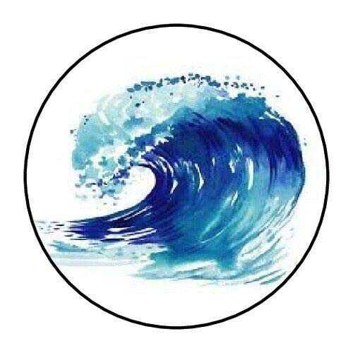 without brand Set of 48 Envelope Seals Labels Ocean Wave 1.2" Round