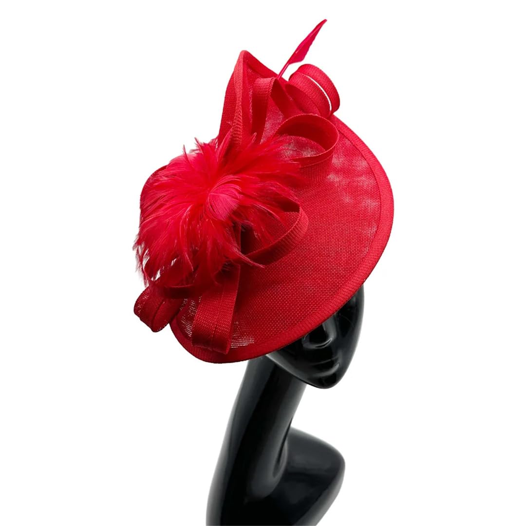Tocado de Plumas, Diadema con Clips, Sombrero de Plumas para Club, Accesorios para el Cabello para Fiesta de té y cóctel (Blanco, Talla única)