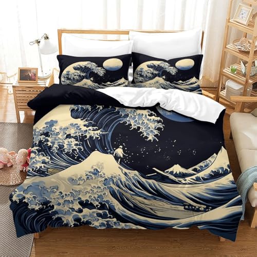 Housse de couette ukiyo imprimé 3D microfibre de qualité supérieure