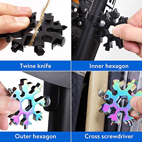 【2 stuks】18-in-1 sneeuwvlok multitool roestvrij staal draagbare stalen tool multi-schroevendraaier kan flesopener anti… - Afbeelding 7