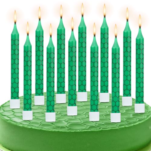 12pcs Turtle Themed Birthday Candles, Cute Cartoon Turtle Shell Candle Green Birthday Candle Turtle Birthday Candles Perfect Decorations for Birthday Party Green Theme Party