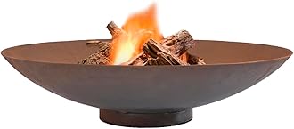 JP PLANTERS 31 Inch Heavy-Duty Corten Steel Fire Pit Bowl | Large Wood Burning Bonfire Pit for Outdoor Garden, Patio & Backyard | Rustic Natural Rust Finish