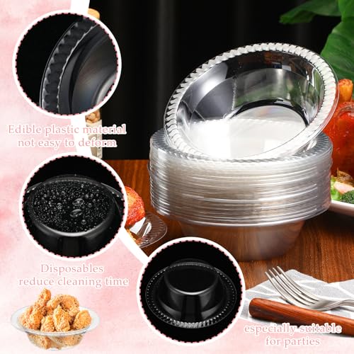 Image of Lallisa 100 Pcs 12oz Clear Disposable Plastic Bowls Party