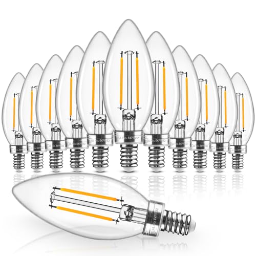 Hizashi E12 Candelabra Bulb 60 watt Equivalent, Dimmable Chandelier Light Bulbs Soft White 2700K, Candelabra Light Bulbs, B11 LED Candle Bulb, 90+CRI, 6W 550LM, UL Listed, 12 Pack 60w 2700k