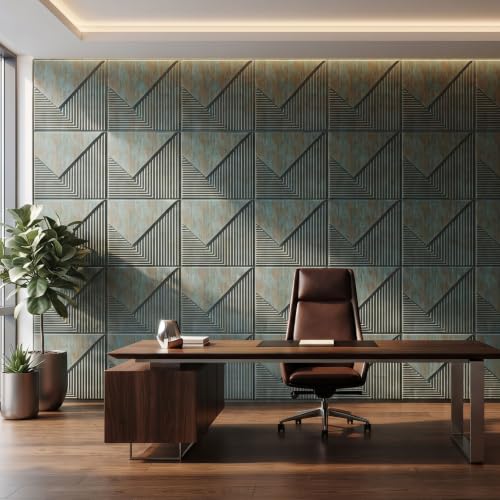 Image of Kayra Decor 3D PVC Wall Panels for Bedroom & Living Room | Plaina Design | Rustic Wood Color | 19.7 x 19.7 Inch | Pack of 40 | 107.6 Sq Ft