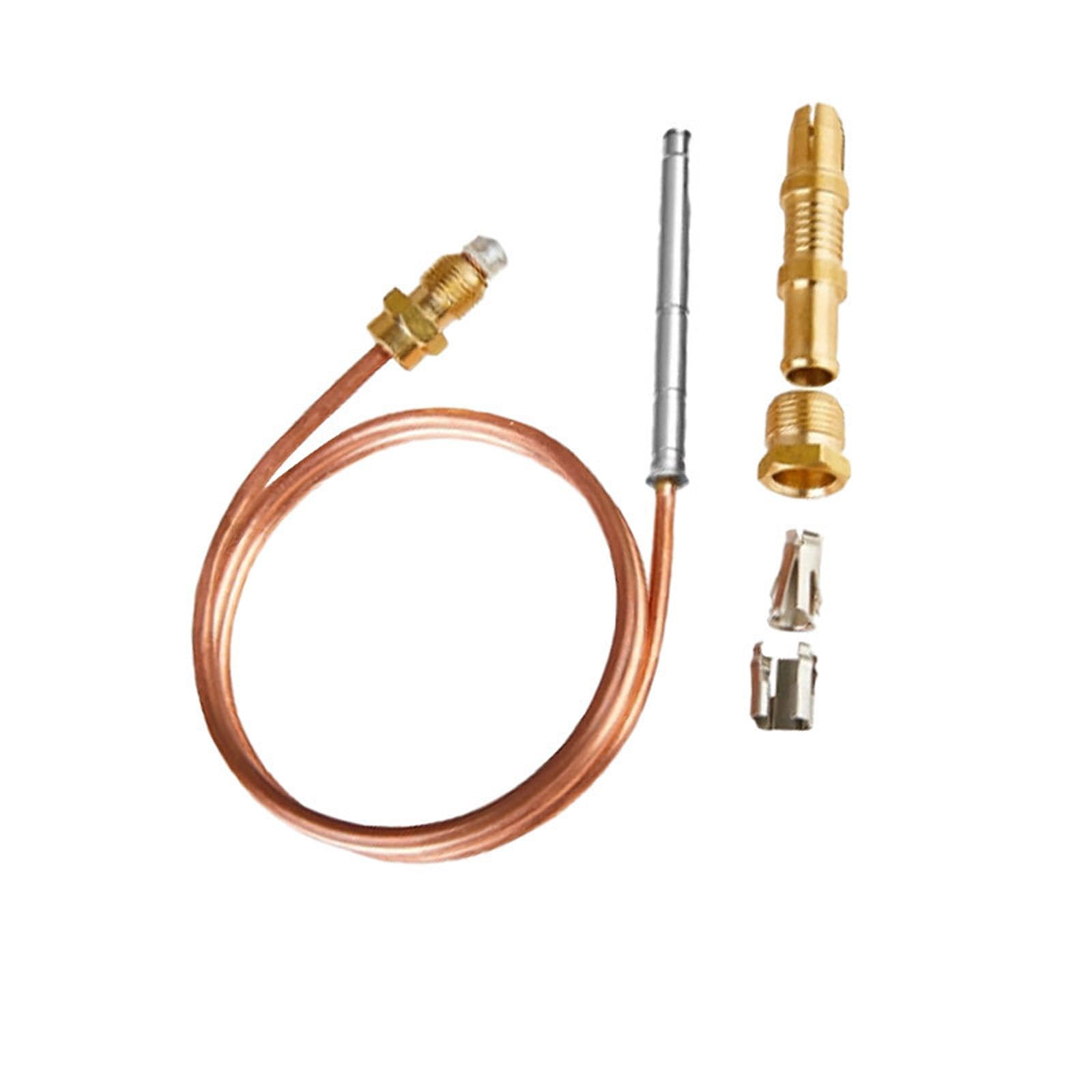 Sonda termopar de repuesto para dispositivo de calefacción, calentador de agua y unidad de calefacción, 90 cm, termopar de construcción de cobre con clip de estaño