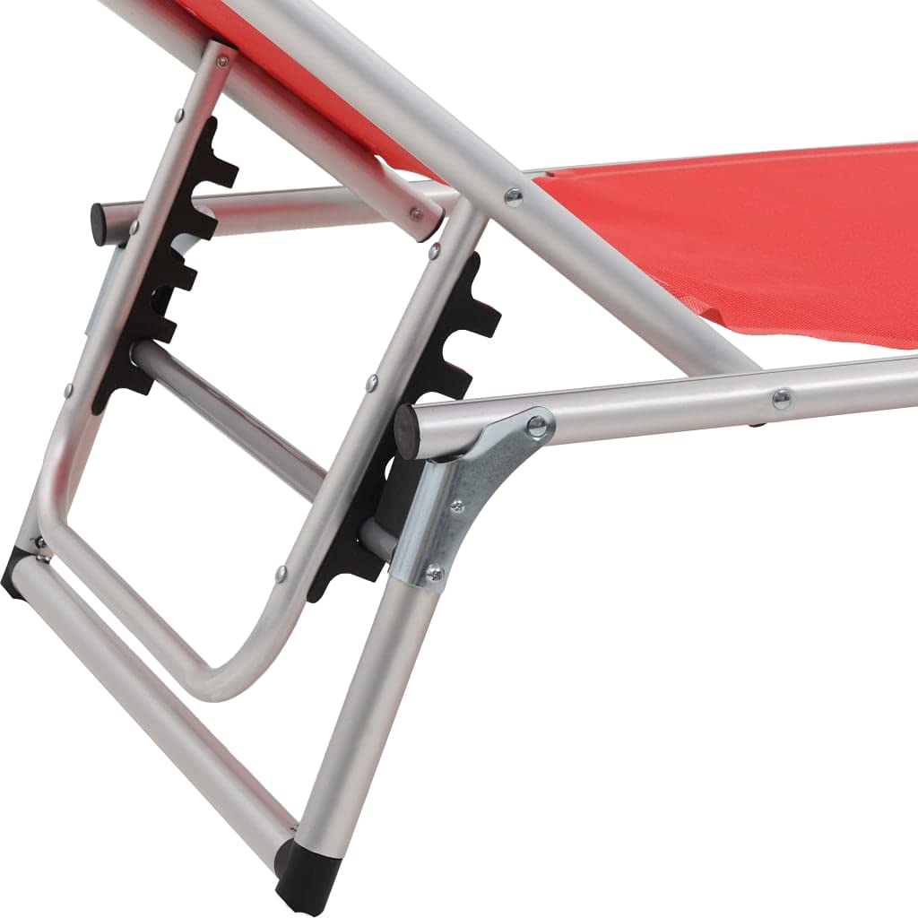 vidaXL Klappbare Sonnenliege mit Dach, Loungebett, Outdoor, Garten, Terrasse, Balkon, Sitzgelegenheit, Chaiselounge, Tagesbett, zusammenklappbar, Aluminium und Textilene, Rot