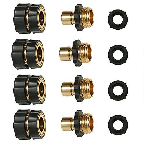 CrocSee 3/4 Inch Garden Hose Quick Connect, Male and Female Water Hose Connectors Fittings, 4 Set