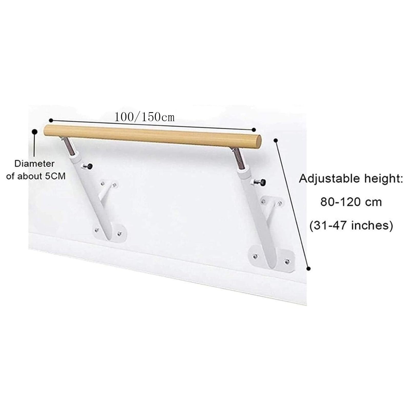 Barra de Ballet Independiente y de Pared, Altura Ajustable de 80 a 120 cm, Uso doméstico o en Estudio, Ideal para la práctica y el Entrenamiento de Danza.