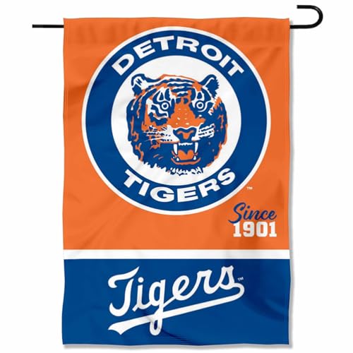 Bandera de jardín vintage de Detroit Tigers de doble cara con acabados premium de WinCraft
