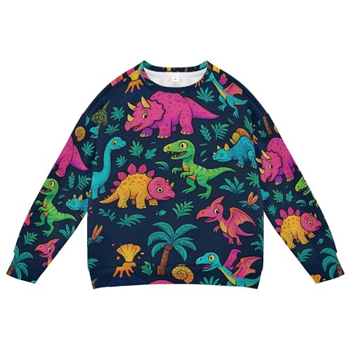 JUNZAN Vibrant Dinosaurs Blue Kids Boys Sweatshirts Hoodies Long Sleeve Sweatshirts for Boys Sports 4T