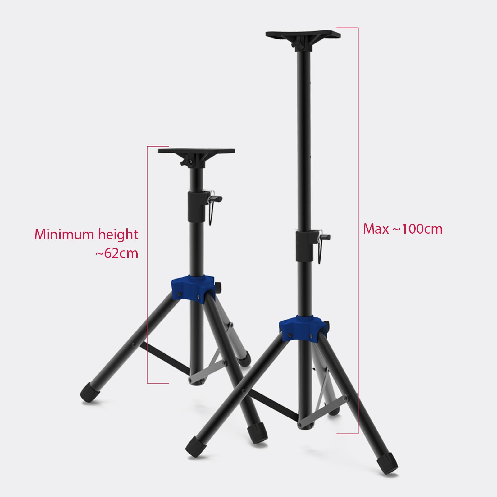 Supporto per Altoparlante Regolabile per Impieghi Gravosi Prestazioni Surround All'aperto, Supporto Treppiede Altoparlante Monitor da Studio con Base Triangolare in Metallo Rinforzato