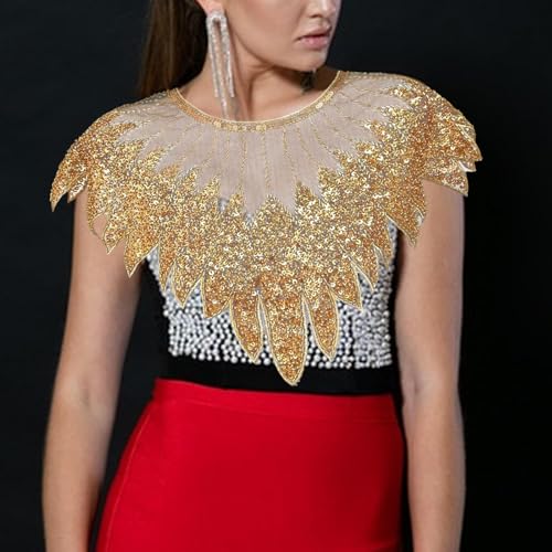 Sparkly Party Shawl Classic Sequin Beaded Evening Cape Breathable Women Shawl Wrap 10.63x7.09 Inch- Gold3