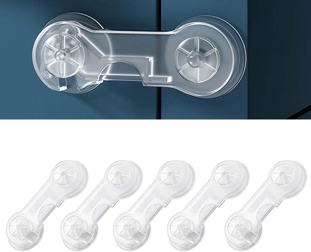 Cabinet Door Locks for Baby Proof and Child Safety,Baby Locks,Fridge Locks for Kids,Cabinet Locks with Adhesive for Drawer Cupboards Pantry Door Oven Closet and Pantry, Childproof Door Latch (5 Pack)