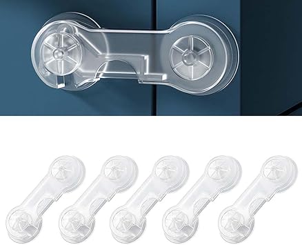 Cabinet Door Locks for Baby Proof and Child Safety,Baby Locks,Fridge Locks for Kids,Cabinet Locks with Adhesive for Drawer Cupboards Pantry Door Oven Closet and Pantry, Childproof Door Latch 5 Pack