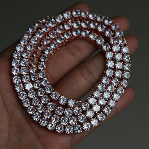 14K Gold Over S925 Necklace with Single-Row Hip-Hop Moissanite Tennis Chain – Simplicity Meets Elegance. The Beautiful Gift for Those Who Appreciate Classic Charm,Father's Day Gifts for Dad4