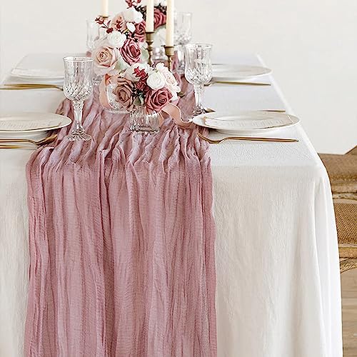 Table Runner-90*180cm (35*70inch) Cheesecloth Gauze Table Runner with Wrinkles for Wedding Decor Draping Gauze Event Centerpiece Runner - Image 3