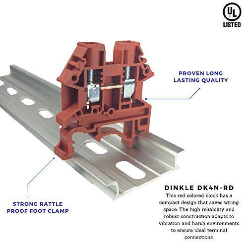 Dinkle Red Dk4N-Rd Din Rail Terminal Block Screw Type Ul 600V 30A 10-22Awg, Pack Of 100 #TOP3