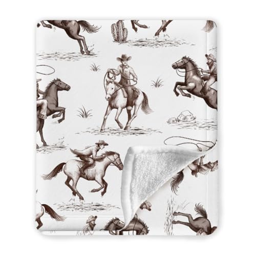 Image of Western Blanket, Western Decor for Nursery Room, Baby Blankets for Boys Girls, Cowboy Baby Blankets, Western Baby Stuff, Soft Warm Lightweight Nursery Bed Blanket for Newborn Toddlers Son Daughter