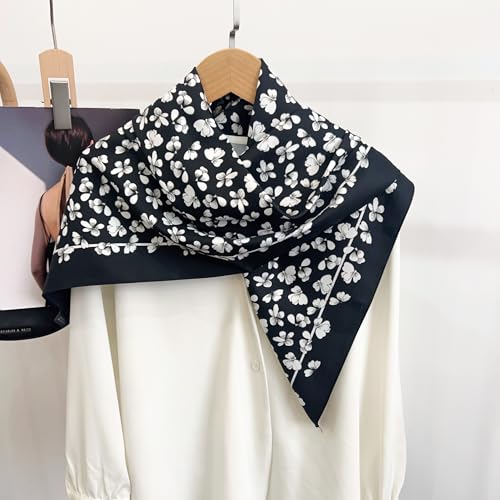 Image of Printed Poly Silken feel Scarf Stole for Women | Stylish, Soft, & Lightweight | Satin Feel Neck Scarf, Hair Scarf, Head Scarf for Women | Square Silk Stole for Handbag