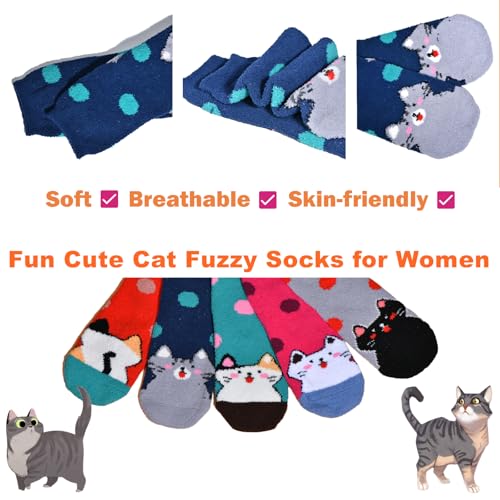 Fun Cute Dog Cat Fuzzy Socks for Women Adults Girls Winter Fluffy Soft Warm Cozy Slipper Socks Christmas Holiday Gift4