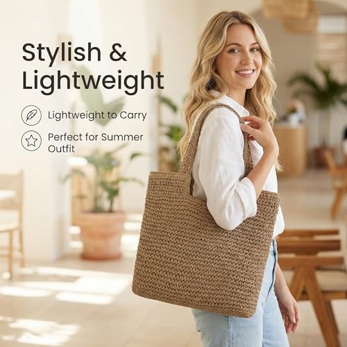 Bolso Tote de Playa Tejido para Mujer Ligero miniatura 6