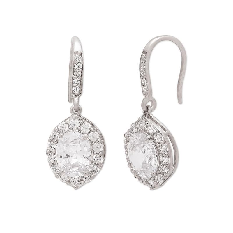 Image of ZAVYA 925 Sterling Silver CZ Drop Silver Plating Drop Earrings | Gift for Women and Girls | With Certificate of Authenticity and 925 Hallmark