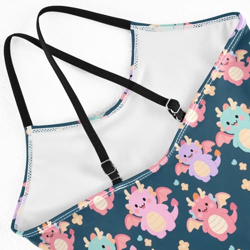 senya Girls Swimsuits One-Piece Swimwear Tie Bathing Suit Beach Summer Round Neck 7-8T Cute Dinosaur Pattern4