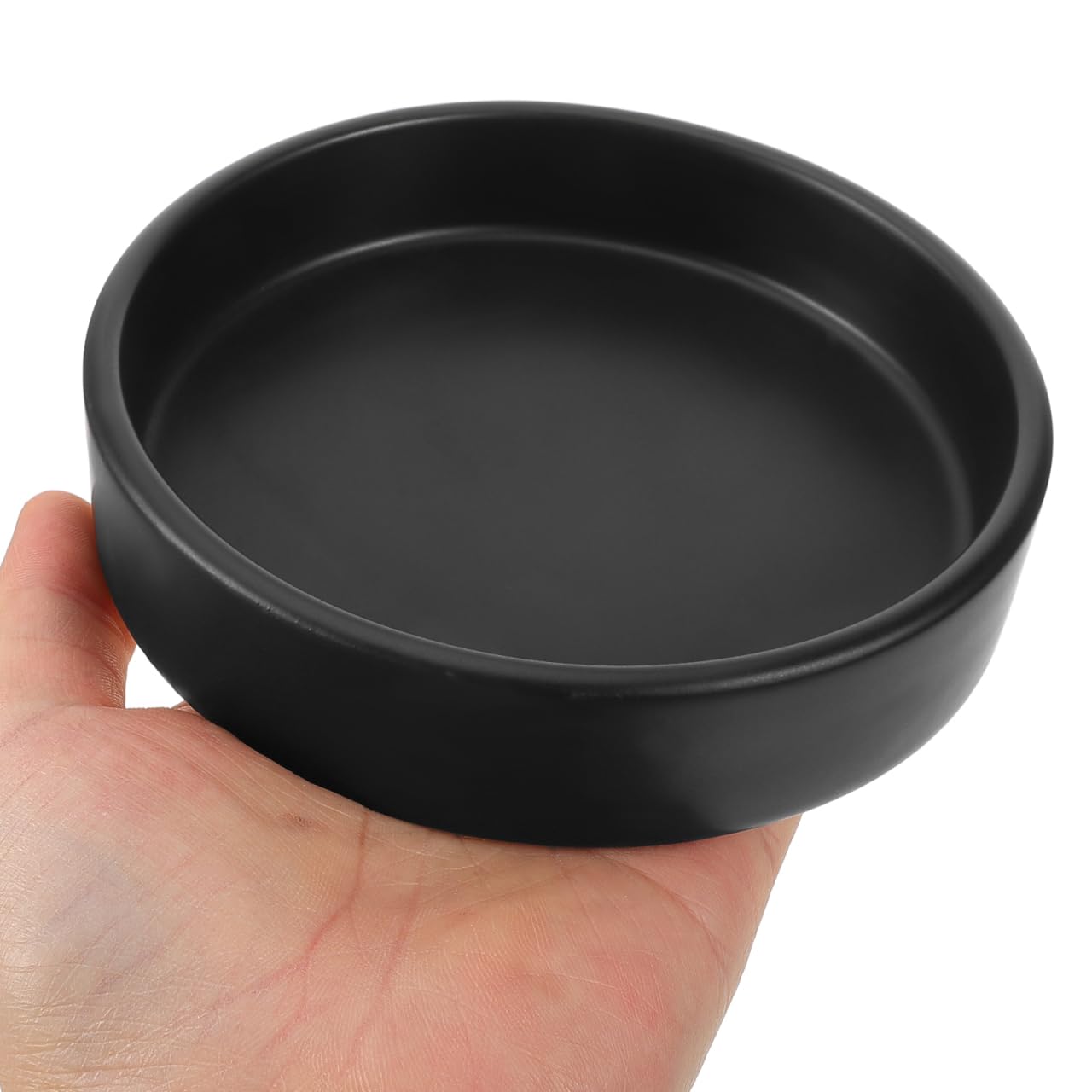 BESPORTBLE Ceramiczna podstawka pod rośliny okrągła 11,5 x 11,5 x 2,8 cm miseczka na rośliny bez otworów do użytku wewnętrznego i zewnętrznego czarna