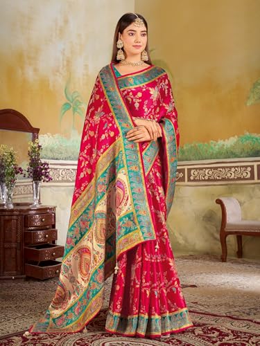 Image of Glory Sarees Women's Luxurious Dola Pure Silk Original Saree Position Print Work Madhubani Inspired Motifs Banarasi Kanjivaram Style Saree With Blouse Piece (Elegant101 Parent)