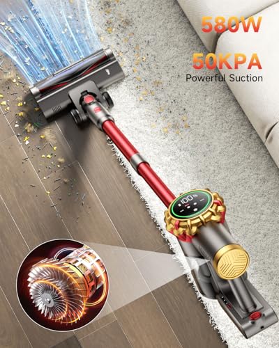 Image of AIPOWAY Cordless Vacuum Cleaner, 185AW Suction, 65 Mins, Anti-Tangle