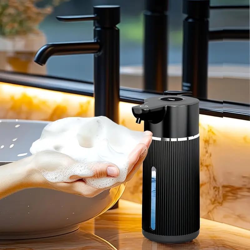 Image of Automatic Soap Dispenser, Rechargeable Sensor Hand Wash Dispenser with Digital Electricity Screen, 450ML Large Capacity, 4-Speed Adjustable Auto Foaming Dispenser for Bathroom (Black)