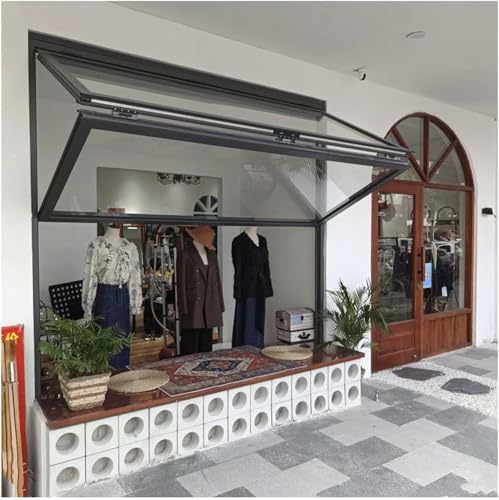 Aluminum Alloy Food Truck Sliding Window, Foldable Up-Down Concession Window with Lock, 23.6x39.3in Dining Serving Window for Coffee Shop, Outdoor Kitchen