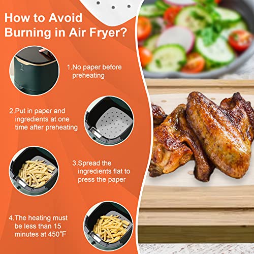 Air Fryer Parchment Paper Liners, Numola 100 Pcs Parchment Paper For Air Fryer, 9 Inch White Square Air Fryer Paper Liners, Non-Stick Steamer Liners For Oven, Microwave, Bamboos Steaming Basket #TOP2