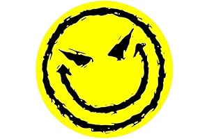 Evil Smiley FACE Bumper Sticker Yellow Laptop Sticker Toolbox Sticker Helmet Sticker