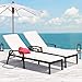 Tangkula Set of 2 Patio Furniture Outdoor Rattan Wicker Lounge Chair Set Adjustable Poolside Chaise with Armrest and Removable Cushions
