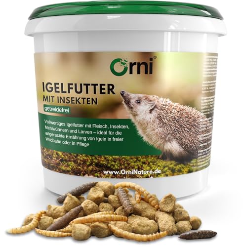 Orni Igelfutter mit Insekten ohne Getreide | 5kg |Alleinfutter für Igel | Artgerecht | getreidefrei | Trockenfutter mit Mehlwürmer Seidenraupen und hohem Fleischanteil