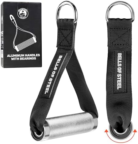 Aluminum Exercise Handles for Cable Machine Attachment [Bells of Steel] Premium Gym Handles for Functional Trainers, Smooth-Bearing Rotation, Light Knurling Grip, Rust-Resistant, Sold in Pairs