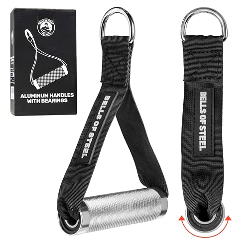 Bells of Steel Aluminum Cable Handles Updated Slimmer Strap Smooth-Bearing Rotation Light Knurling Grip Rust-Resistant Sold in Pairs