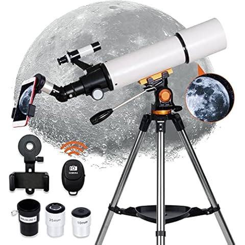 LUXUN Telescope for Adult and Kids, Astronomy 80mm Aperture 500mm Refracting AZ Mount Telescope (20X-150X) for Beginners, Telescope with Tripod, Phone Adapter, Carry Bag and Wireless Remote Cover