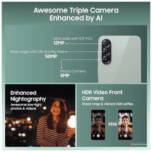Image of Samsung Galaxy A56 5G (Awesome Olive, 8GB, 128GB) | Segment Most Complete Triple Camera | AI Editing | 4nm Processor | sAMOLED Display| Gorilla Glass Victus+| 5 Gen OS Upgrades