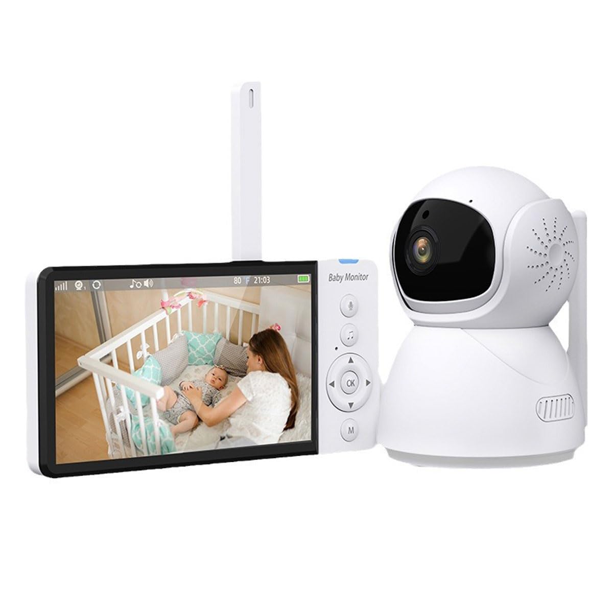 Baby Monitor, Schermo HD da 5'' Baby Monitor a Lungo Raggio da 1.000 Piedi, Senza WiFi, Visione Notturna, modalità VOX, Archiviazione, Ninne Nanne, Audio Bidirezionale, Durata della Batteria