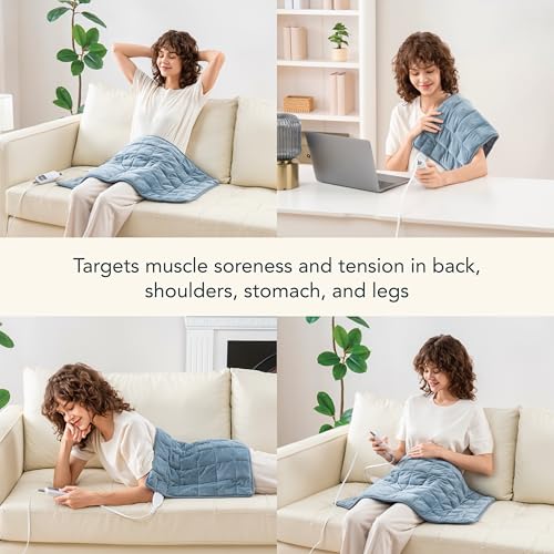 Image of Berkshire Blanket Weighted Heating Pad - 18 inchx33 inch Electric Heat Wrap with 10 Heat Settings & Auto Shut Off - Soothing Heat Wrap for Back, Neck, Shoulders, Legs, Abdomen - Machine Washable & Portable