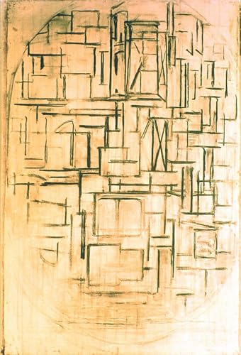 Affiche Piet Mondrian composition ovale sur toile 60x90cm pour sublimer votre bureau