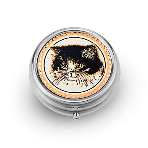 Black Cat Pill Box Kitty Cat Pill Case for Women Cute Pill Organizer- 3 Compartment Pill Box, Medicine Organizer. Cat Gifts