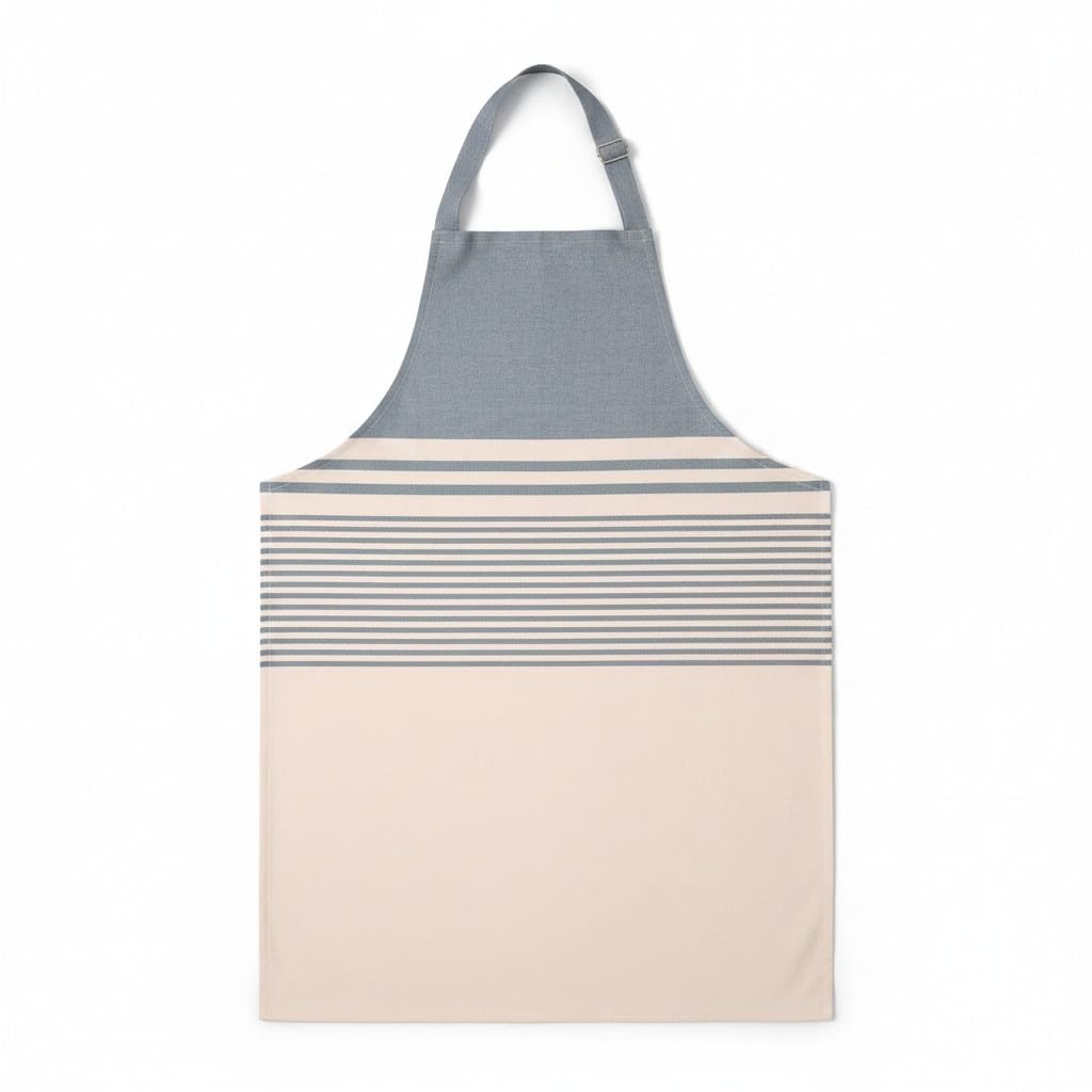 Dexam Harbour Stripes Apron, Blue, Recycled Cotton, Adjustable Neck Strap, Coastal Design, for Adults
