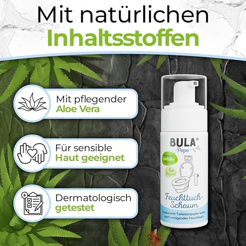 BULA® Popo (Baby u. Toiletten) Feuchttuch Schaum 150ml für dein Toilettenpapier | nachhaltige Alternative für über 200 Feuchttücher | natürliche Inhaltsstoffe 5